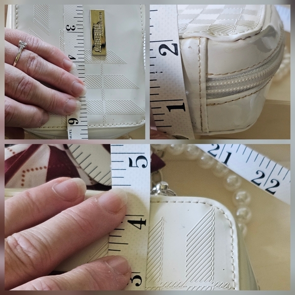 Burberry White Patent Leather Clutch With Faux Pearl Wristlet & Twilly Added - Picture 2 of 16